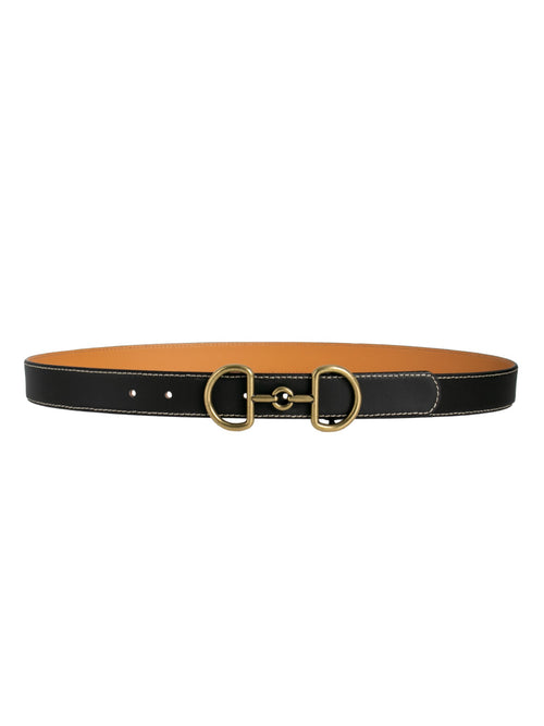 Women's Leather Horsebit Belt - Brass Horsebit Buckle - Equestrian Belt